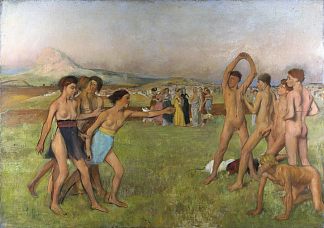 年轻的斯巴达人锻炼 Young Spartans Exercising (1860; France                     )，埃德加·德加