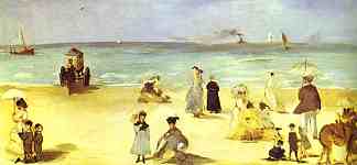 布洛涅海滩 Beach at Boulogne (1869; France                     )，爱德华·马奈