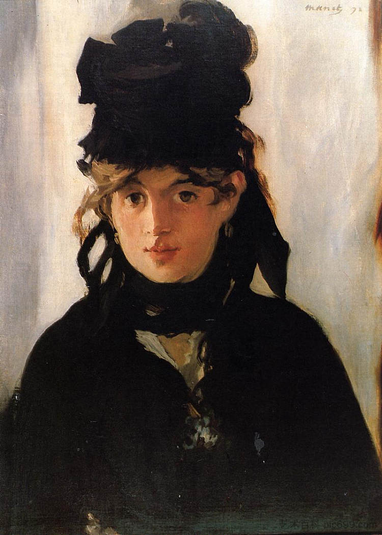 贝特·莫里索与一束紫罗兰 Berthe Morisot with a bouquet of violets (1872; Paris,France  )，爱德华·马奈