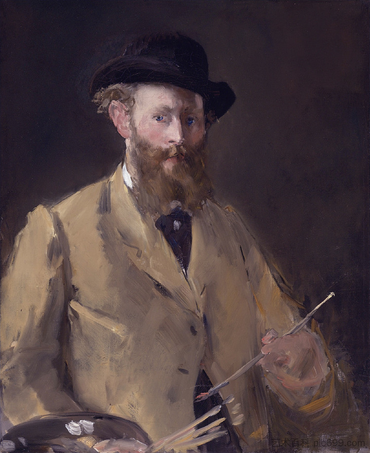 带调色板的自画像 Self Portrait with a Palette (1879; Paris,France ),爱德华·马奈