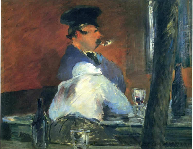在酒吧“Le Bouchon” In the bar "Le Bouchon" (c.1879; France ),爱德华·马奈