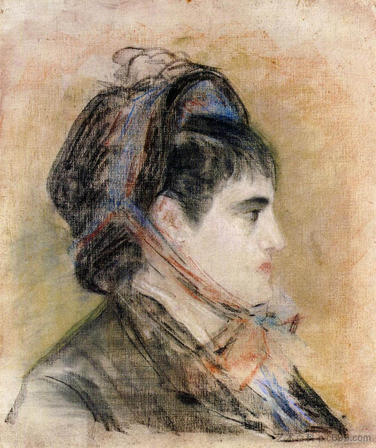 戴帽子的珍妮·马丁夫人 Madame Jeanne Martin in a bonnet (c.1881; Paris,France  )，爱德华·马奈