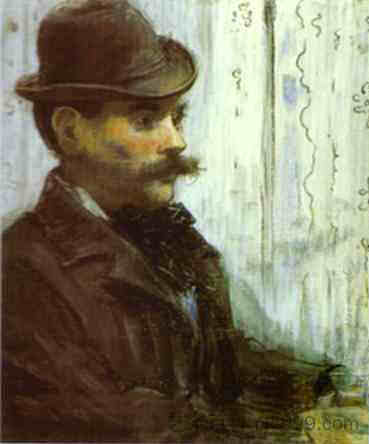 戴圆帽的男人（阿尔方斯·莫罗） Man in a Round Hat (Alphonse Maureau) (1878; Paris,France  )，爱德华·马奈