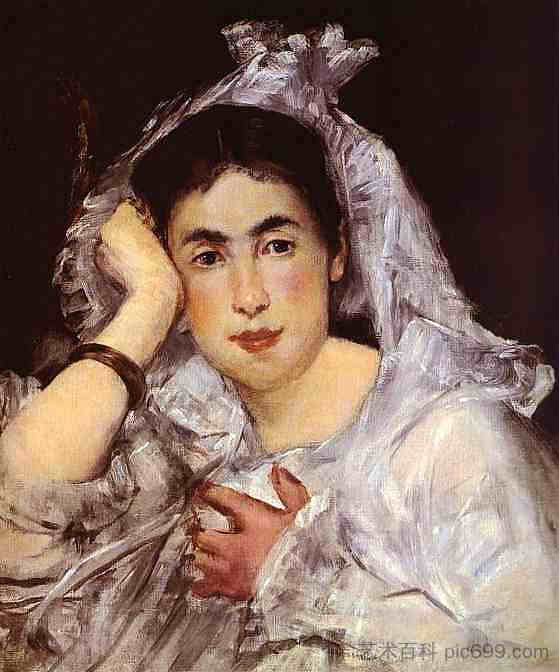 玛格丽特·德·孔夫兰斯戴着兜帽 Marguerite de Conflans Wearing Hood (1873; Paris,France  )，爱德华·马奈