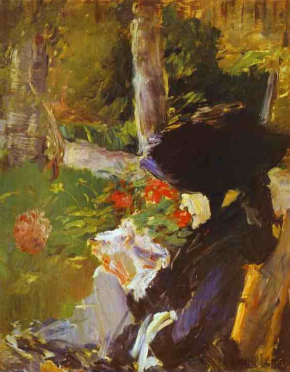 贝尔维尤花园里的母亲 Mother in the Garden at Bellevue (1880; Paris,France  )，爱德华·马奈