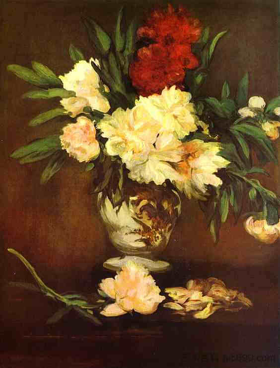 花瓶里的牡丹 Peonies in a vase (1864; Paris,France  )，爱德华·马奈