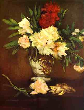 花瓶里的牡丹 Peonies in a vase (1864; Paris,France                     )，爱德华·马奈