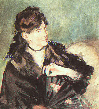 贝尔特·莫里索的肖像 Portrait of Berthe Morisot (1873; Paris,France                     )，爱德华·马奈