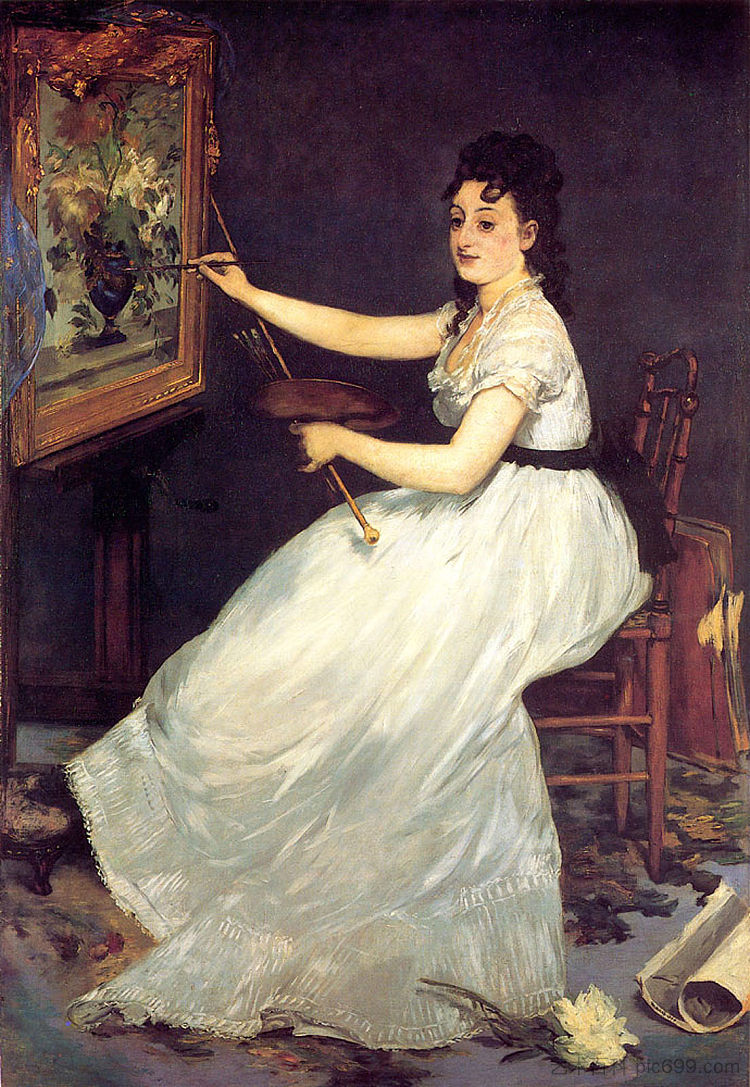 伊娃·冈萨雷斯的肖像 Portrait of Eva Gonzales (1870; Paris,France  )，爱德华·马奈