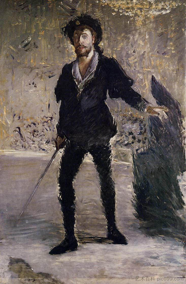 福雷的肖像 饰 哈姆雷特 Portrait of Faure as Hamlet (c.1877; Paris,France  )，爱德华·马奈