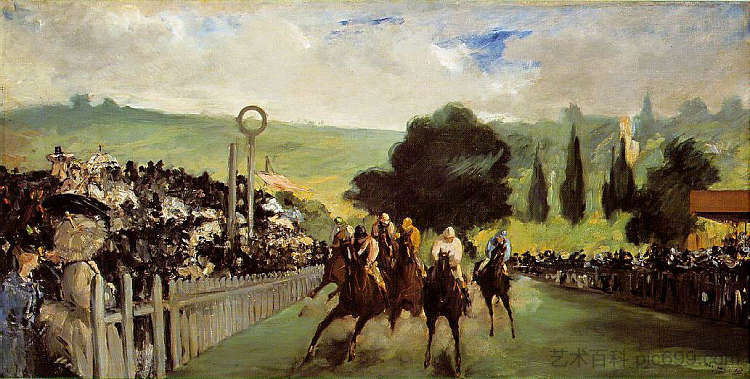 朗尚的比赛 Races at Longchamp (c.1867; France ),爱德华·马奈