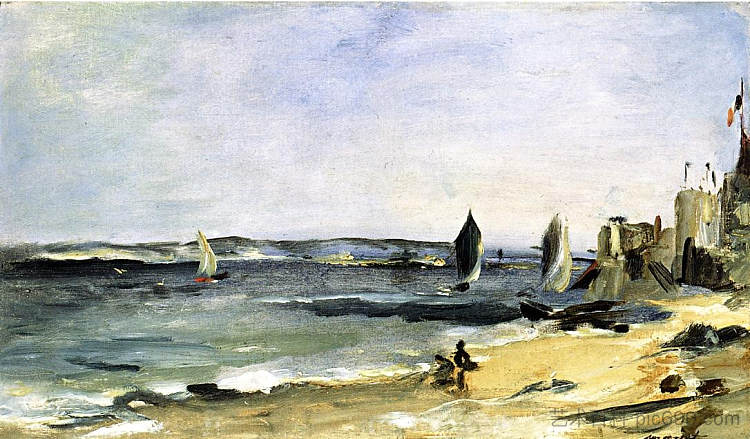 阿卡雄的海景（阿卡雄，天气晴朗） Seascape at Arcachon (Arcachon, beautiful weather) (1871; Arcachon,France  )，爱德华·马奈