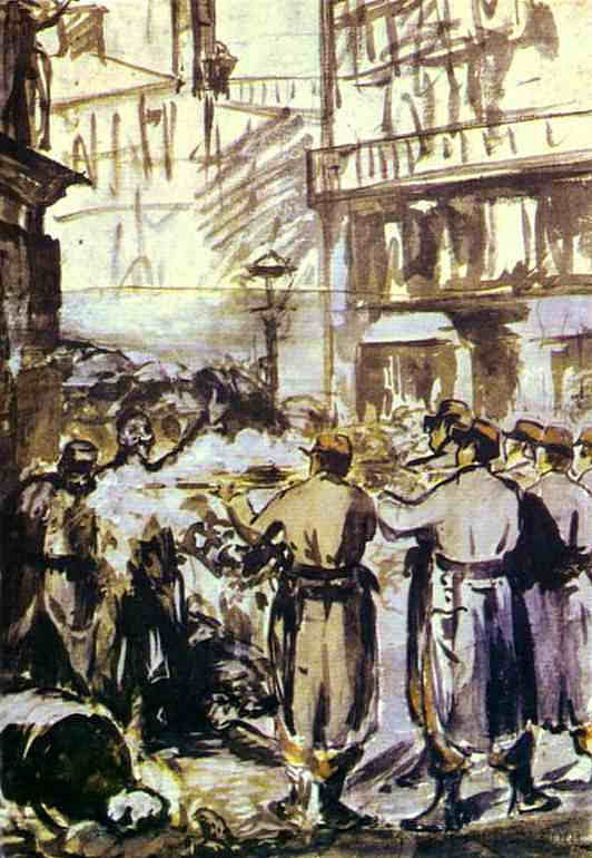 路障（内战） The Barricade (Civil War) (1871; Paris,France  )，爱德华·马奈