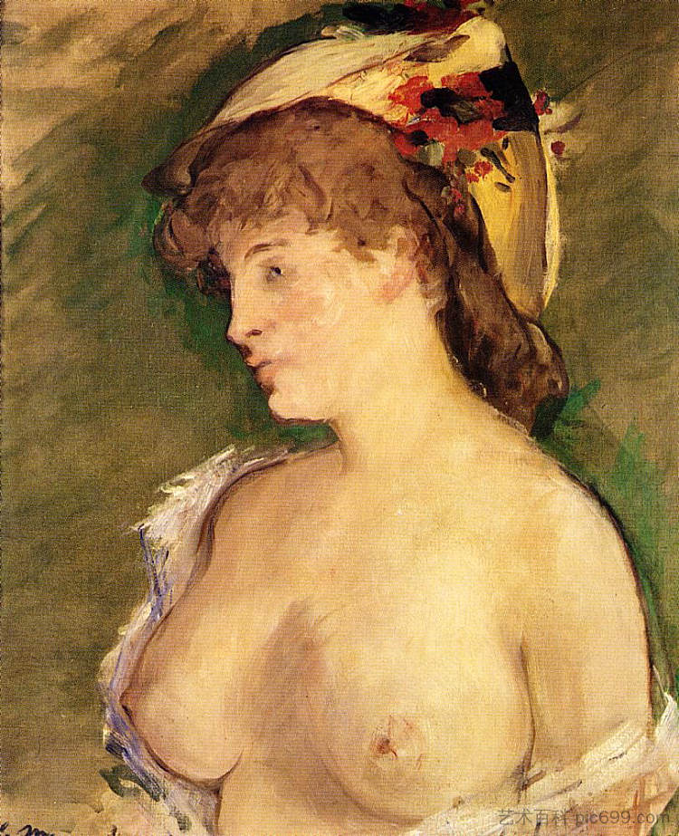 裸露乳房的金发女郎 The Blonde with Bare Breasts (1878; Paris,France  )，爱德华·马奈