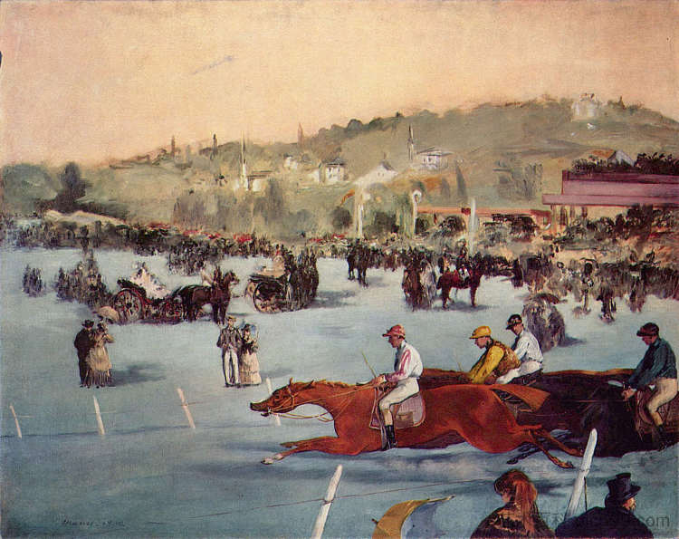 布洛涅森林的比赛 The Races in the Bois de Boulogne (1872; Paris,France  )，爱德华·马奈