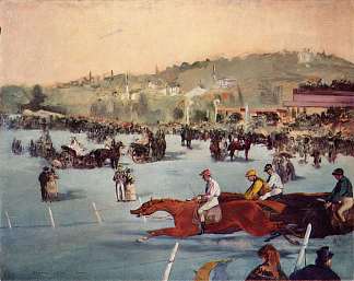 布洛涅森林的比赛 The Races in the Bois de Boulogne (1872; Paris,France                     )，爱德华·马奈