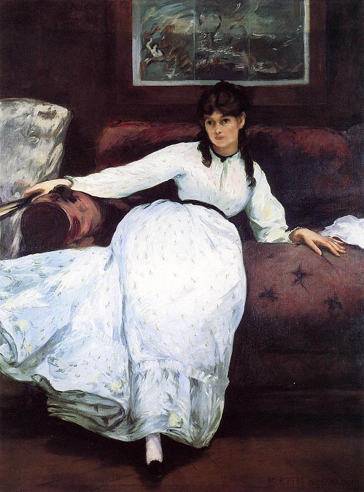 其余的，贝尔特·莫里索的肖像 The Rest, portrait of Berthe Morisot (1870; Paris,France  )，爱德华·马奈