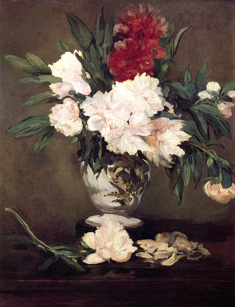 小基座上的牡丹花瓶 Vase of Peonies on a Small Pedestal (1864; Paris,France  )，爱德华·马奈