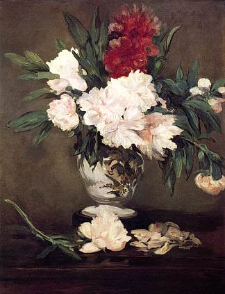 小基座上的牡丹花瓶 Vase of Peonies on a Small Pedestal (1864; Paris,France                     )，爱德华·马奈