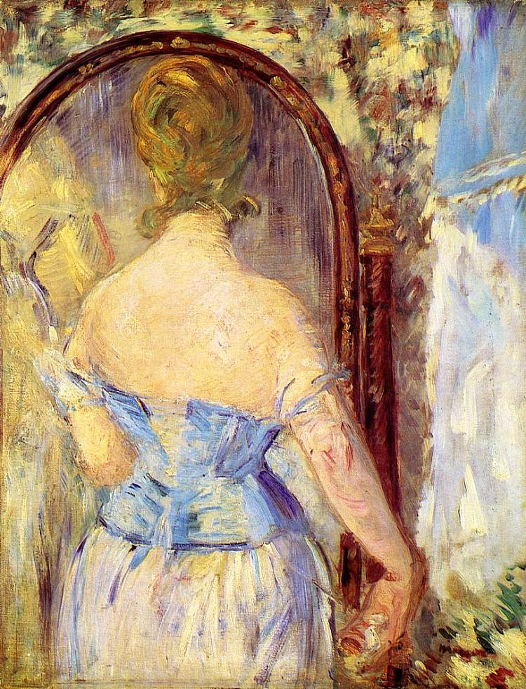 镜子前的女人 Woman Before a Mirror (1877; Paris,France  )，爱德华·马奈