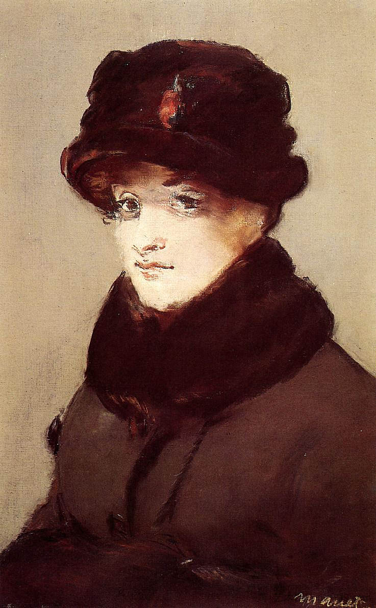 穿皮草的女人（梅里·洛朗的肖像） Woman in furs (Portrait of Mery Laurent) (1882; Paris,France  )，爱德华·马奈