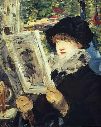女人阅读 Woman Reading (c.1879; Paris,France                     )，爱德华·马奈