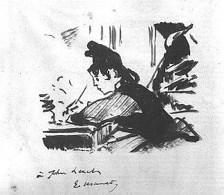 女人写作 Woman writing (c.1863; Paris,France                     )，爱德华·马奈