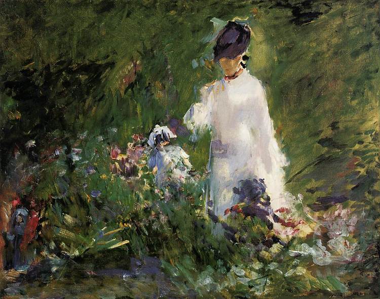 花丛中的年轻女子 Young woman among the flowers (1879; Paris,France  )，爱德华·马奈
