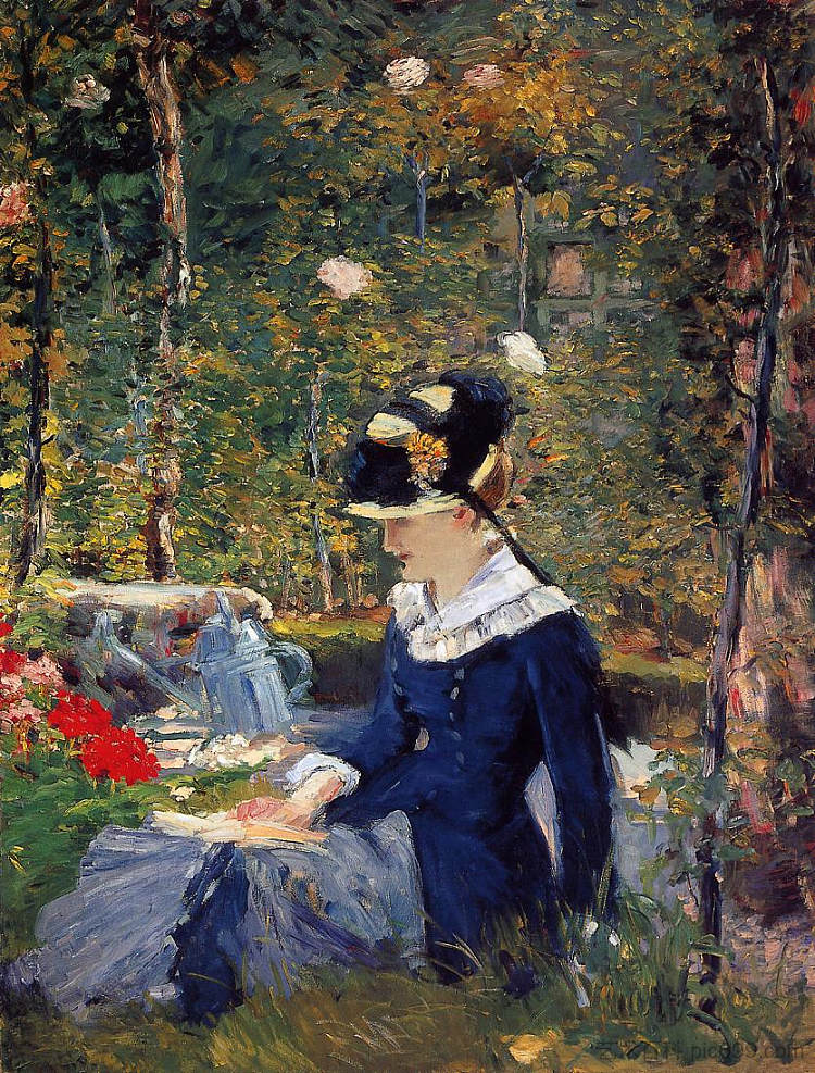 花园里的年轻女子 Young woman in the garden (1880; Paris,France  )，爱德华·马奈