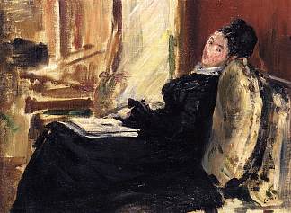 拿着书的年轻女子 Young woman with a book (1875; Paris,France                     )，爱德华·马奈