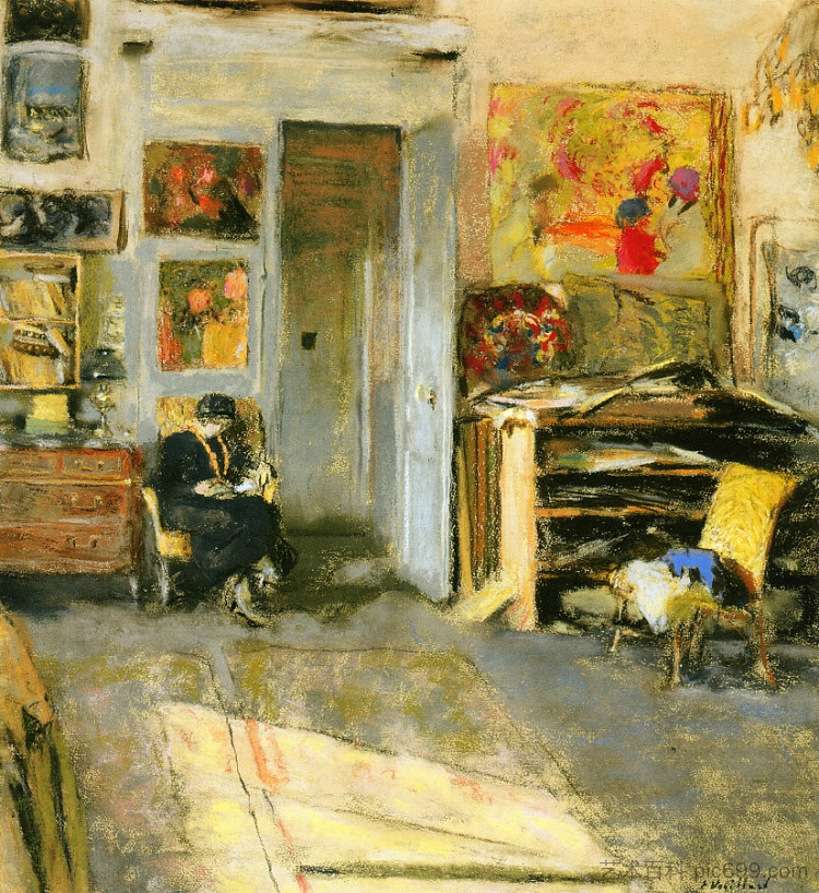 洛丝·赫塞尔夫人在维亚尔工作室 Madame Losse Hessel in Vuillard's Studio (1915)，爱德华·维亚尔