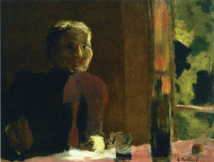 餐桌旁的维亚尔夫人 Madame Vuillard at Table (1888)，爱德华·维亚尔