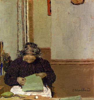 维亚尔夫人缝纫 Madame Vuillard Cousant (1895)，爱德华·维亚尔