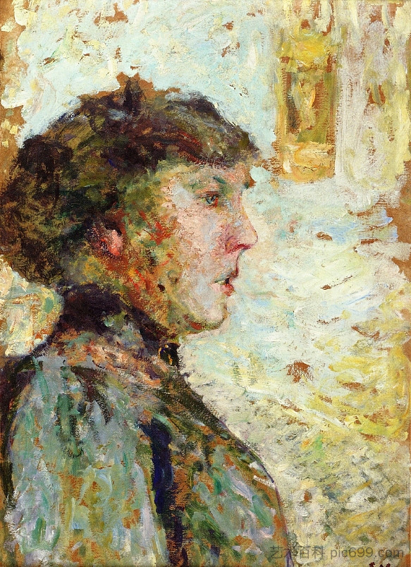 个人资料中的女性肖像 Portrait of a Woman in Profile (1908)，爱德华·维亚尔