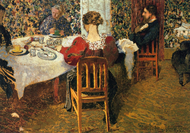 维亚尔夫人早餐的结束 The End of Breakfast at Madam Vuillard (1895)，爱德华·维亚尔