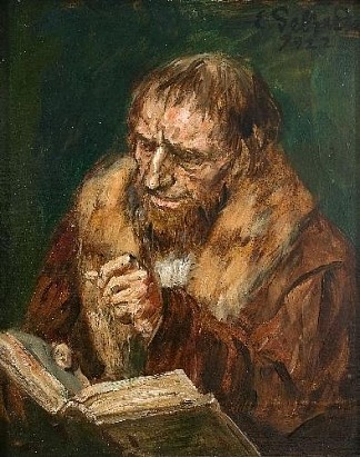 男人阅读 Man Reading (1922)，爱德华·冯·格布哈特