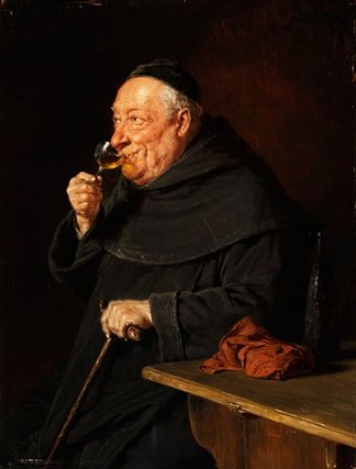 本笃会僧侣在早晨品脱喝酒 Benediktiner Mönch Mit Wein Beim Frühschoppen，珍妮·赫布特尼
