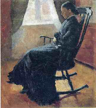 坐在摇椅上的凯伦阿姨 Aunt Karen in the Rocking Chair (1883)，爱德华·蒙克