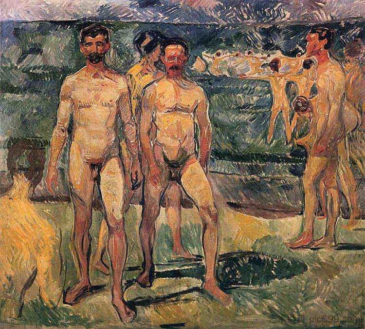 洗澡的男士 Bathing Men (1907)，爱德华·蒙克