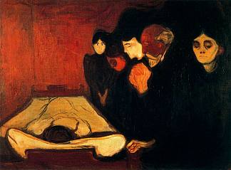 临终前（发烧） By the Deathbed (Fever) (1893)，爱德华·蒙克