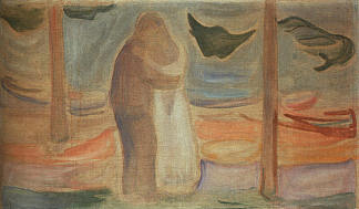 岸上的情侣（来自莱因哈特弗里兹） Couple on the Shore (from the Reinhardt Frieze) (1906 – 1907)，爱德华·蒙克