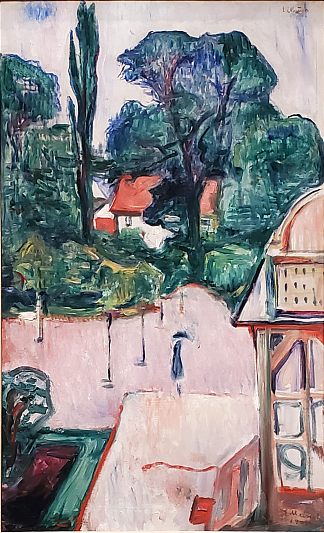 爱德华·蒙克——塔尔白的花园 Edvard Munch – Garden in Taarbaek (c.1905; Copenhagen,Denmark                     )，爱德华·蒙克