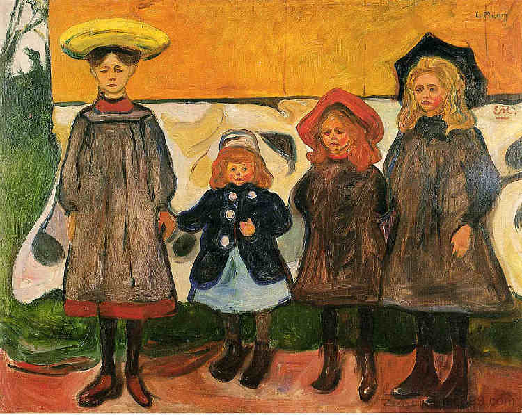 阿尔斯加德斯特兰德的四个女孩 Four girls in Arsgardstrand (1903),爱德华·蒙克
