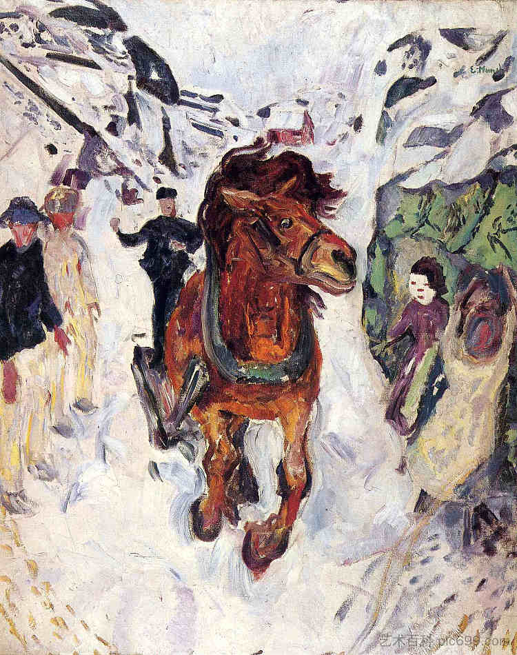 奔腾的马 Galloping horse (1910 - 1912)，爱德华·蒙克