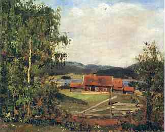 景观。奥斯陆附近的 Maridalen Landscape. Maridalen by Oslo (1881)，爱德华·蒙克