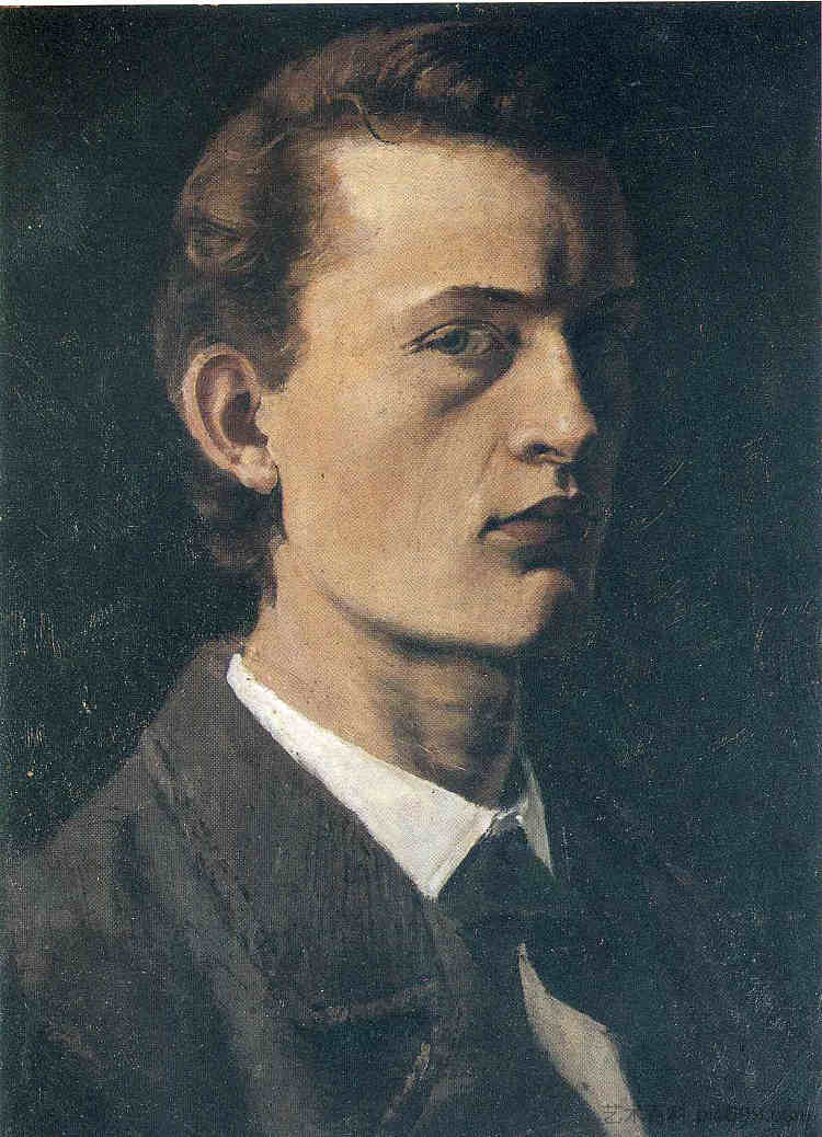 自画像 Self-Portrait (1881 - 1882)，爱德华·蒙克