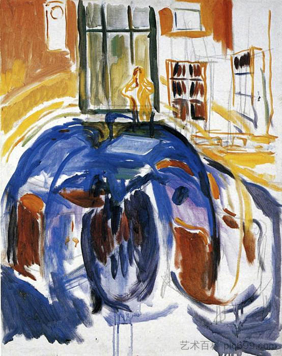 眼病期间的自画像2。 Self-Portrait During Eye Disease II. (1930),爱德华·蒙克