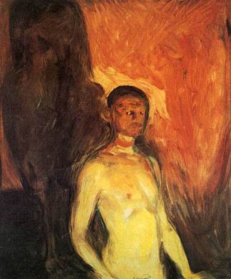 地狱中的自画像 Self-Portrait in Hell (1903)，爱德华·蒙克