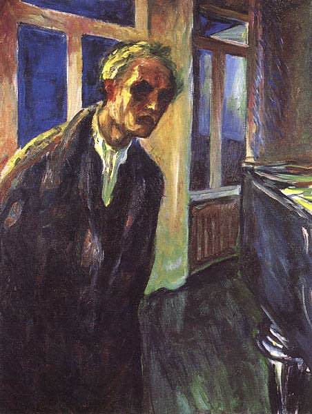 自画像。夜游者 Self-portrait. The night wanderer (1923 - 1924)，爱德华·蒙克