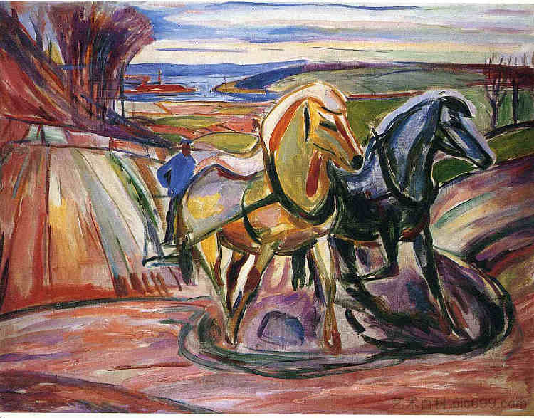 春耕 Spring Plowing (1916)，爱德华·蒙克